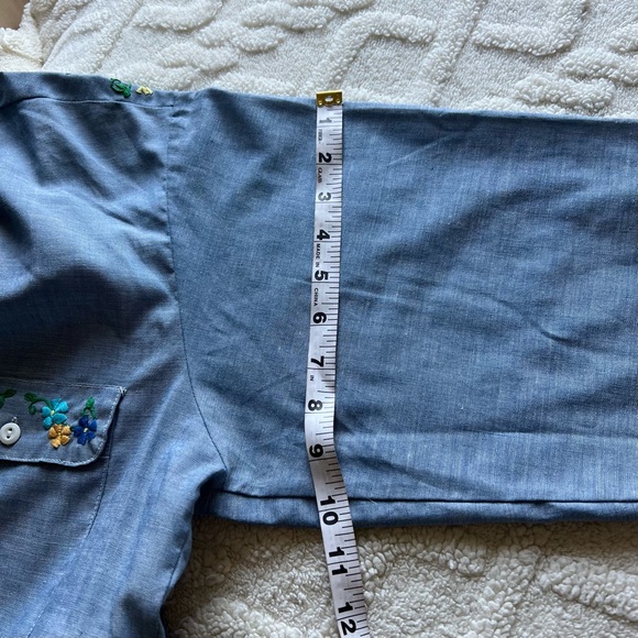 VTG 70s JC Penney No Iron Big Mac Size Floral Embroidered Cambray - Picture 13 of 13